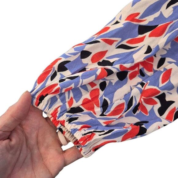 Well Worn Women's White, Blue, Red & Black Viscose Button Down Long Sleeve Dress - Picture 12 of 16